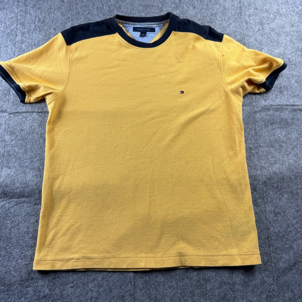 Y2K Tommy Hilfiger Shirt Embroidered Logo TShirt Yellow‎ Size Large Y2K